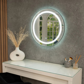 ValueLights Illuminated Bathroom Mirror Silver Touch On/Off Dimmable and LED Integrated Cool White Bulb