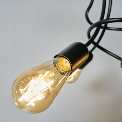ValueLights Industrial 3-Way Matt Black Ceiling Light Fitting