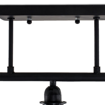 ValueLights Industrial 3 Way Satin Black Pipework Ceiling Light With Black Cage Shades