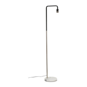ValueLights Industrial Black And Chrome Metal Floor Lamp With White Marble Base