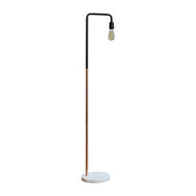 ValueLights Industrial Black and Copper Metal Floor Lamp With White Marble Base - Includes 4w LED Filament Bulb 2700K Warm White