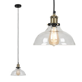 ValueLights Industrial Black And Gold Clear Glass Pendant Ceiling Light