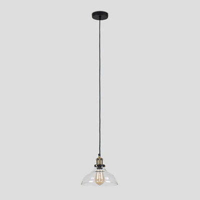 ValueLights Industrial Black And Gold Clear Glass Pendant Ceiling Light