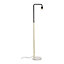 ValueLights Industrial Black And Gold Effect Metal Floor Lamp With White Marble Base