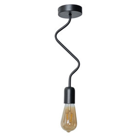 ValueLights Industrial Black Ceiling Light Fitting - Includes 4w LED Filament Bulb 2700K Warm White