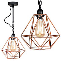 ValueLights Industrial Satin Black Wall Ceiling Light Fitting With Copper Metal Cage Shade