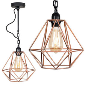ValueLights Industrial Satin Black Wall Ceiling Light Fitting With Copper Metal Cage Shade