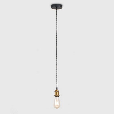 ValueLights Industrial Steampunk Antique Brass Single Suspended Ceiling Pendant Light
