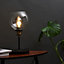 ValueLights Industrial Steampunk Style Black And Gold Table Lamp With Clear Glass Globe Shade