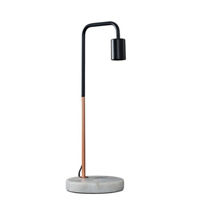 ValueLights Industrial Style Black And Copper Metal Table Lamp With White Marble Base