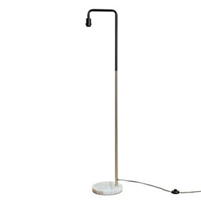 ValueLights Industrial Style Black Chrome Metal And White Marble Floor Lamp Base