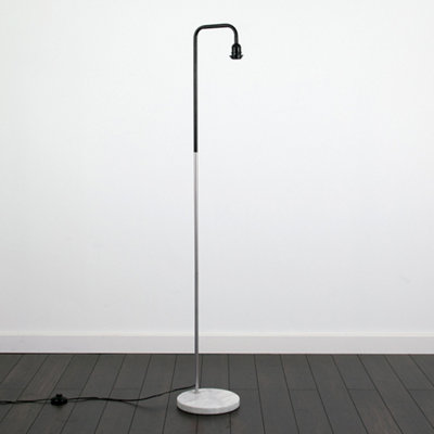 ValueLights Industrial Style Black Chrome Metal And White Marble Floor Lamp Base