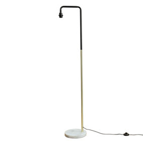 ValueLights Industrial Style Black Gold Metal And White Marble Floor Lamp Base