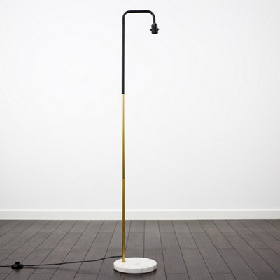 ValueLights Industrial Style Black Gold Metal And White Marble Floor Lamp Base