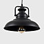 ValueLights Industrial Style Black Metal Ceiling Pendant Light Fitting - Includes 4w LED Amber Filament Bulb 2700K Warm White