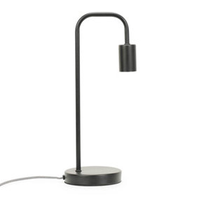 ValueLights Industrial Style Black Metal Curved Stem Table Lamp Living Room Bedroom Light