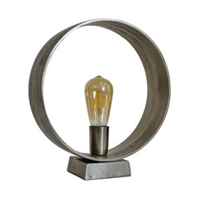 ValueLights Industrial Style Gun Metal Circular Living Room Bedroom Table Lamp