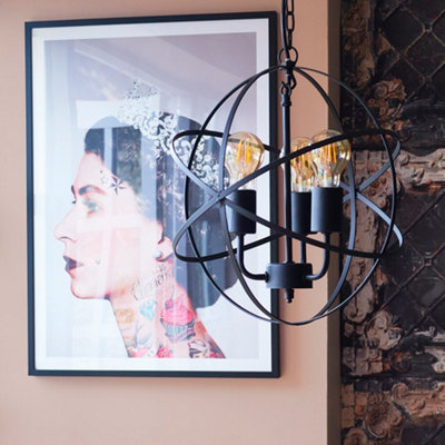 ValueLights Industrial Style Satin Black 3 Way Atom Design Ceiling ...