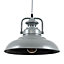 ValueLights Industrial Style Satin Grey Metal Ceiling Pendant Light Fitting