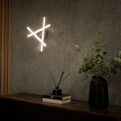ValueLights Infinity Black 3 Arm Crossover IP44 Bathroom Integrated LED Wall Ceiling Light