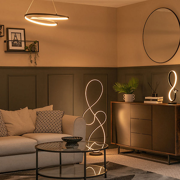 ValueLights Infinity Black Ceiling Light Pendant and LED ValueLights Infinity Black Ceiling Light Pendant and LED