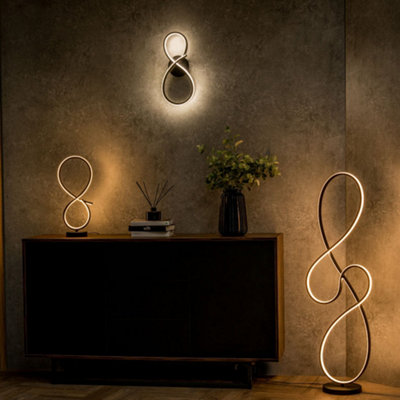 ValueLights Infinity Integrated LED Touch Black Swirl Table Lamp In ...