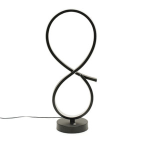 ValueLights Infinity Integrated LED Touch Black Swirl Table Lamp In Warm White