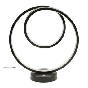 ValueLights Infinity Matt Black Loop Integrated LED Touch Table Lamp In Warm White