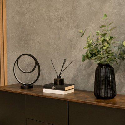 ValueLights Infinity Matt Black Loop Integrated LED Touch Table Lamp In ...