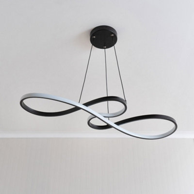 ValueLights Infinity Matte Black Loop Drop Bar LED Ceiling Pendant Light