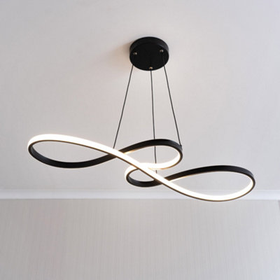ValueLights Infinity Matte Black Loop Drop Bar LED Ceiling Pendant Light