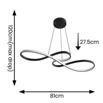ValueLights Infinity Matte Black Loop Drop Bar LED Ceiling Pendant Light