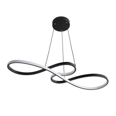 ValueLights Infinity Matte Black Loop Drop Bar LED Ceiling Pendant Light