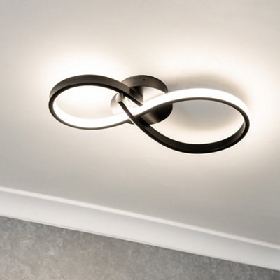 ValueLights Infinity Matte Black Swirl IP44 Rated Bathroom Integrated LED Wall Light