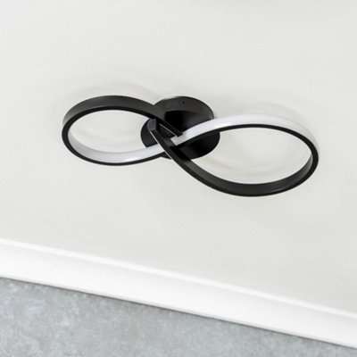ValueLights Infinity Matte Black Swirl IP44 Rated Bathroom Integrated LED Wall Light