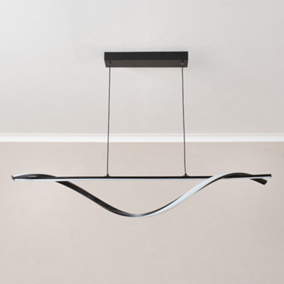 ValueLights Infinity Matte Black Twist Drop Bar LED Ceiling Pendant Light