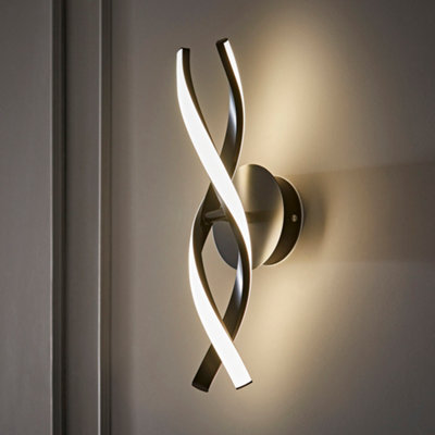 ValueLights Infinity Matte Black Twist Helix IP44 Rated Bathroom Integrated LED Wall Light