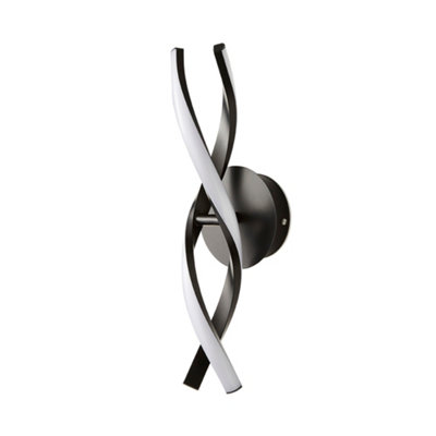 ValueLights Infinity Matte Black Twist Helix IP44 Rated Bathroom Integrated LED Wall Light