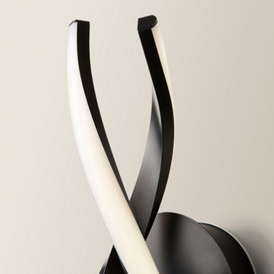 ValueLights Infinity Matte Black Twist Helix IP44 Rated Bathroom Integrated LED Wall Light