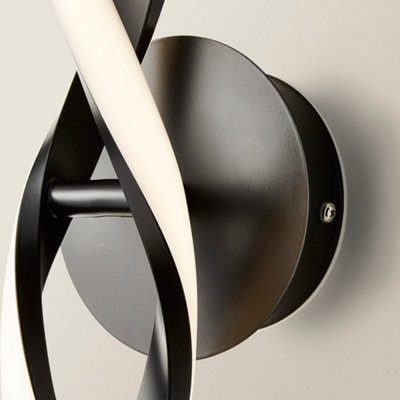 ValueLights Infinity Matte Black Twist Helix IP44 Rated Bathroom Integrated LED Wall Light