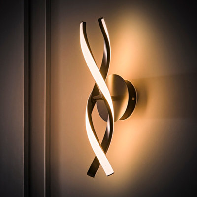 ValueLights Infinity Matte Black Twist Helix IP44 Rated Bathroom Integrated LED Wall Light