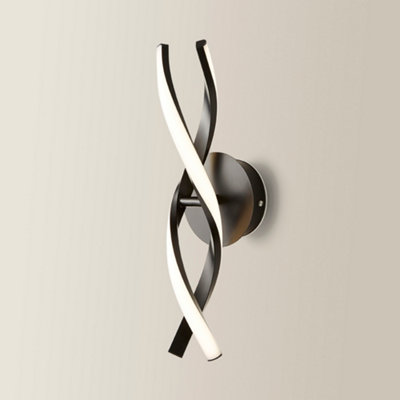 ValueLights Infinity Matte Black Twist Helix IP44 Rated Bathroom Integrated LED Wall Light