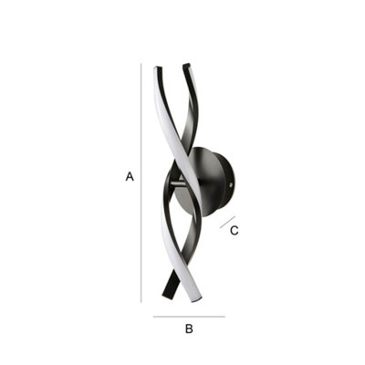 ValueLights Infinity Matte Black Twist Helix IP44 Rated Bathroom Integrated LED Wall Light