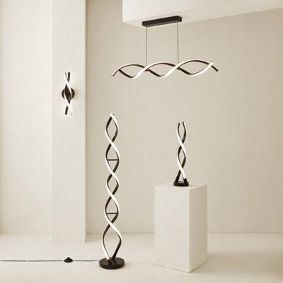 ValueLights Infinity Matte Black Twist Helix IP44 Rated Bathroom Integrated LED Wall Light