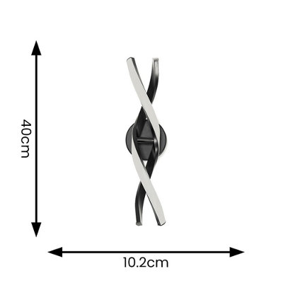 ValueLights Infinity Matte Black Twist Helix IP44 Rated Bathroom Integrated LED Wall Light
