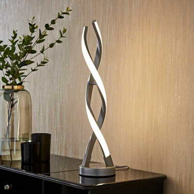 ValueLights Infinity Matte Silver Double Twist Integrated LED Table Lamp