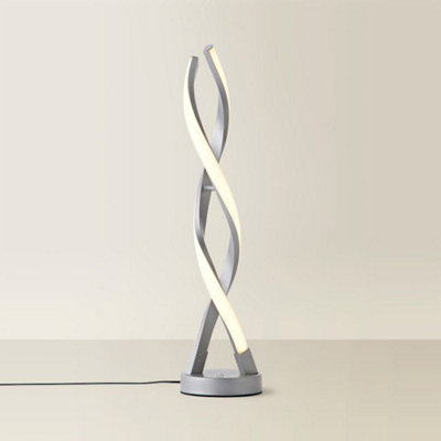 ValueLights Infinity Matte Silver Double Twist Integrated LED Table Lamp