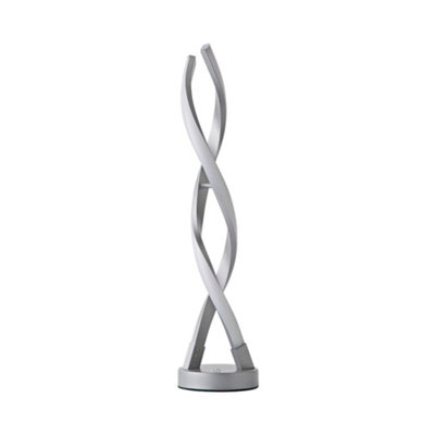 ValueLights Infinity Matte Silver Double Twist Integrated LED Table Lamp