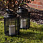 ValueLights Integrated LED Battery Operated Black Wire Basket Lantern Candlelight Lamp Warm White