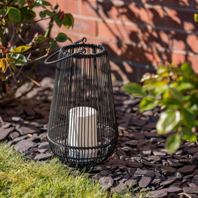 ValueLights Integrated LED Battery Operated Black Wire Vase Lantern ...